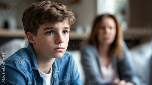 Worried Boy Anxious Mother 
