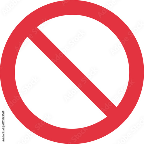 prohibited sign icon with red circle and diagonal line, symbolizing restriction, ban, or no entry, vector illustration representing prohibition and limitations in simple design

