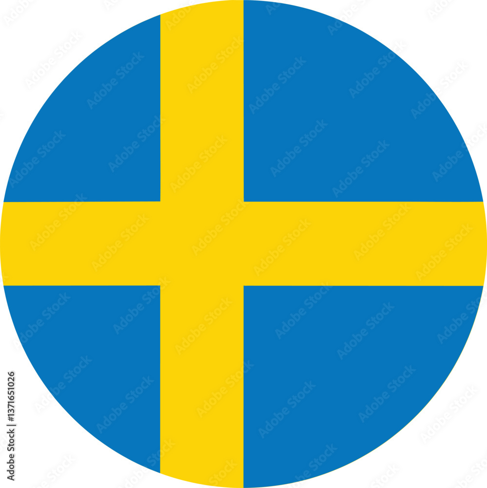 Sweden Flag Button Icon Vector Illustration with Blue and Yellow Colors Sweden Flag Button Icon Vector Illustration with Blue and Yellow Colors