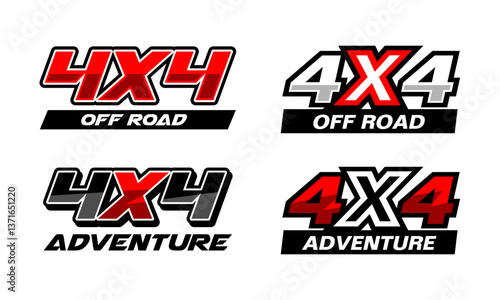 set of logo 4x4 font off road adventure