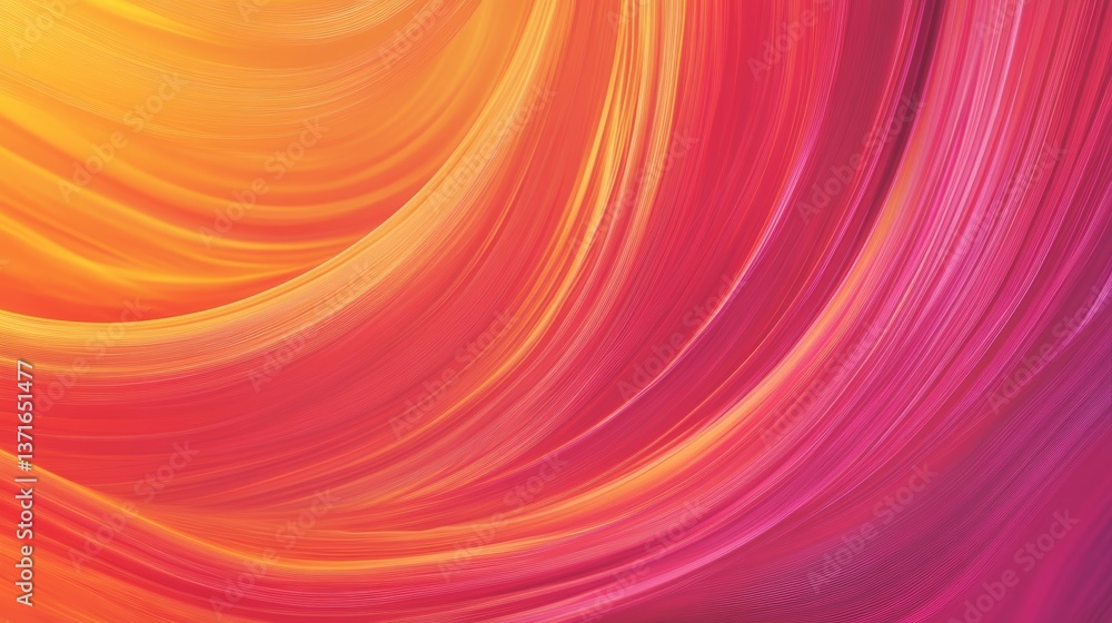 Fototapeta premium Warm Hues Abstract: Flowing Curves in Orange Pink and Yellow 