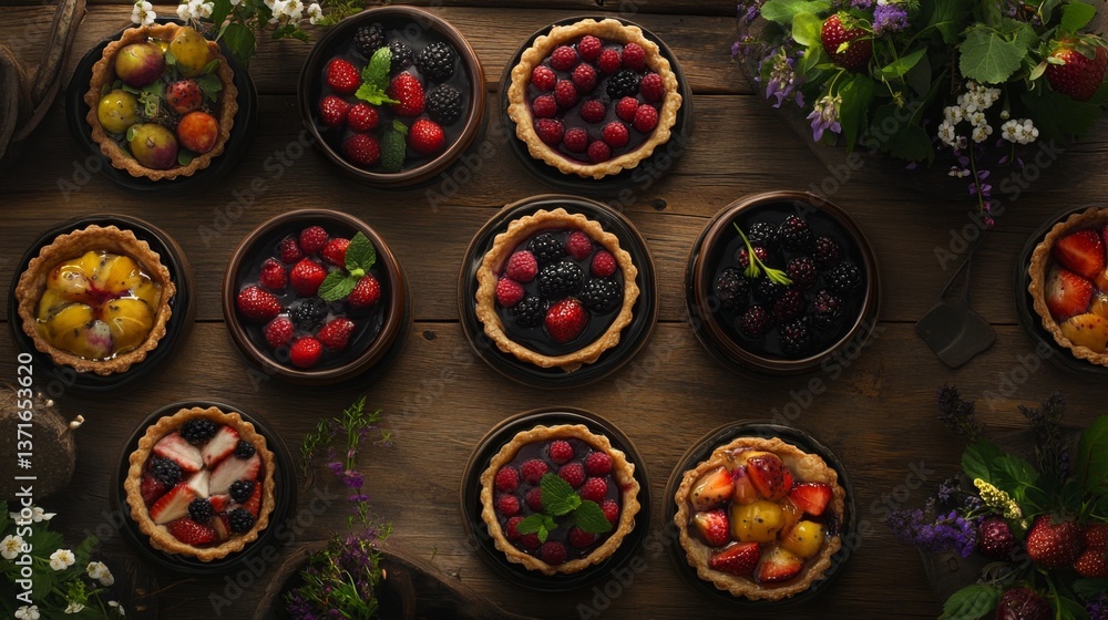 Fototapeta premium spread of assorted tarts