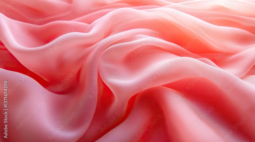 Soft coral pink fabric drapes gracefully, forming gentle waves ideal for romantic settings, spring designs, or celebrating love on Valentine's Day or Women's Day. Soft coral pink fabric drapes gracefully, forming gentle waves ideal for romantic settings, spring designs, or celebrating love on Valentine's Day or Women's Day.