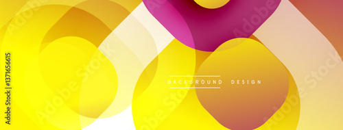 Circular abstract design with overlapping translucent circles and round shapes, blending gradients and smooth curves, creating depth, contrast, and a dynamic visual effect