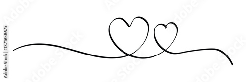 Heart line scribble style decoration element vector illustration. Hand drawn linear love heart design
