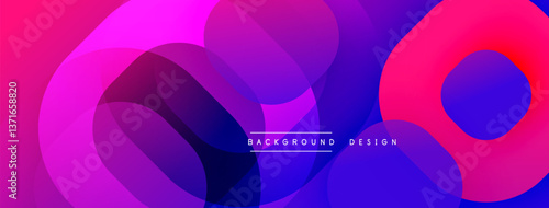 Circular abstract design with overlapping translucent circles and round shapes, blending gradients and smooth curves, creating depth, contrast, and a dynamic visual effect