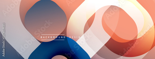 Circular abstract design with overlapping translucent circles and round shapes, blending gradients and smooth curves, creating depth, contrast, and a dynamic visual effect