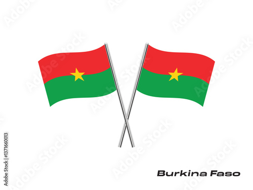 Flag Of Burkina Faso, Burkina Faso flag, National flag of Burkina Faso. Crossed  table flag of Burkina Faso.