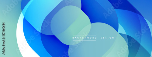 Circular abstract design with overlapping translucent circles and round shapes, blending gradients and smooth curves, creating depth, contrast, and a dynamic visual effect
