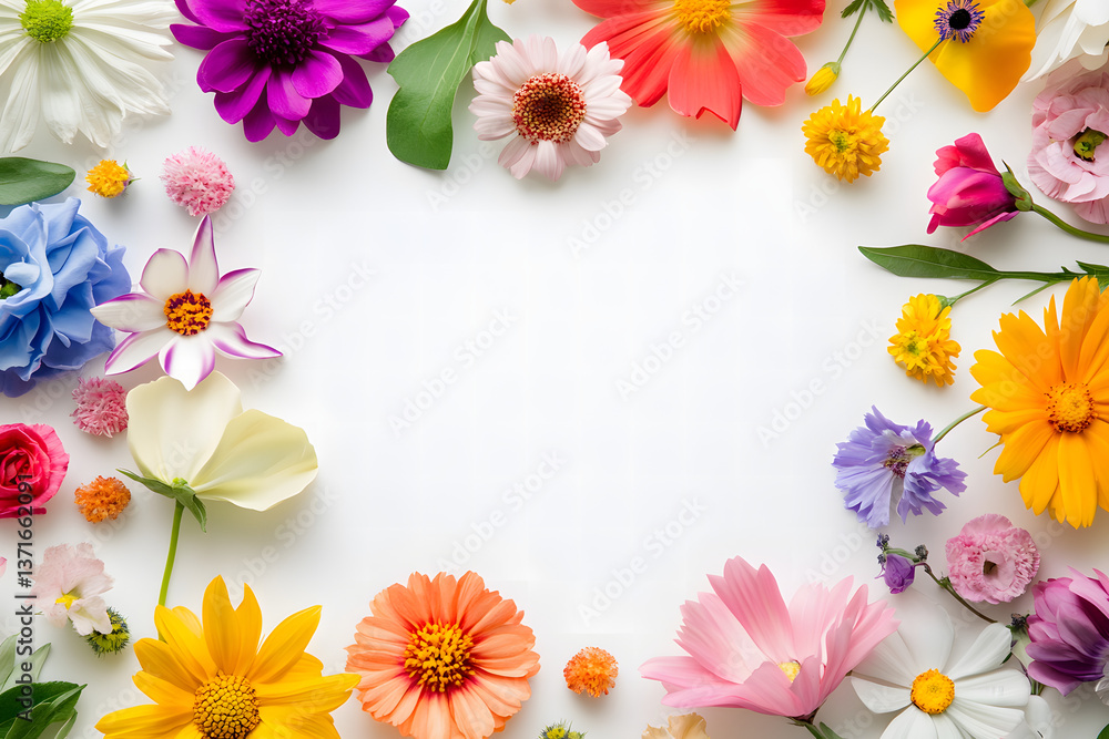 Colorful Flower Frame with Paper and Plasticine Colorful Flower Frame with Paper and Plasticine