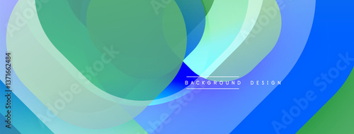 Circular abstract design with overlapping translucent circles and round shapes, blending gradients and smooth curves, creating depth, contrast, and a dynamic visual effect