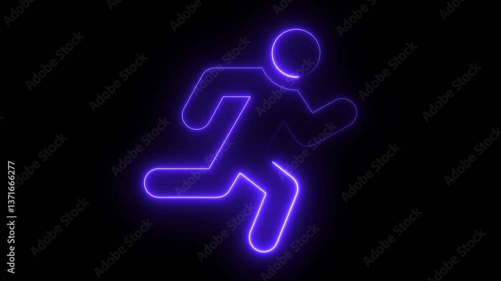 Pictogram of a running man on black background , Running neon sign appear in center and disappear after some time,pictogram, race, running, set, signs, Pictogram of a running man on black background , Running neon sign appear in center and disappear after some time,pictogram, race, running, set, signs,