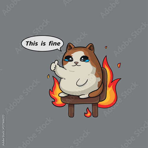 Cat says this is okay, meme illustration 