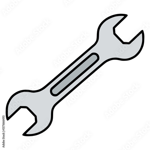wrench hand tool mechanical appliance flat color vector illustration template design