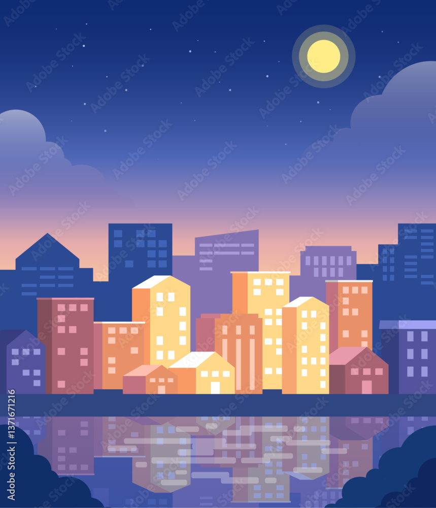 Naklejka premium Night City Background_밤배경