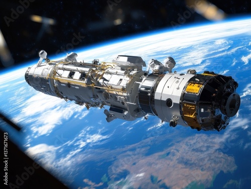 Wallpaper Mural floating space research laboratory in low Earth orbit, with Earth's blue sphere in the background Torontodigital.ca