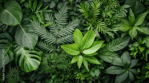 Lush Green Tropical Foliage  Nature Background  Texture  Plants
