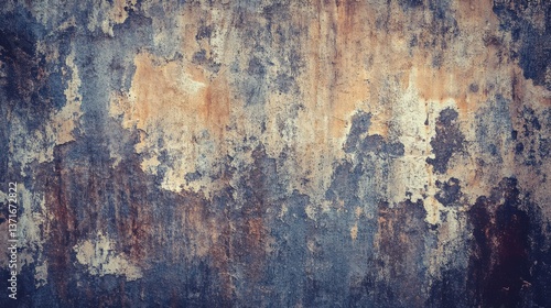 Grungy Texture with Blue and Brown Layers on a Weathered Surface