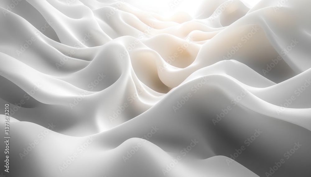 Fototapeta premium Abstract 3D Render of Smooth White Flowing Shapes Minimalist Modern Art Illustration