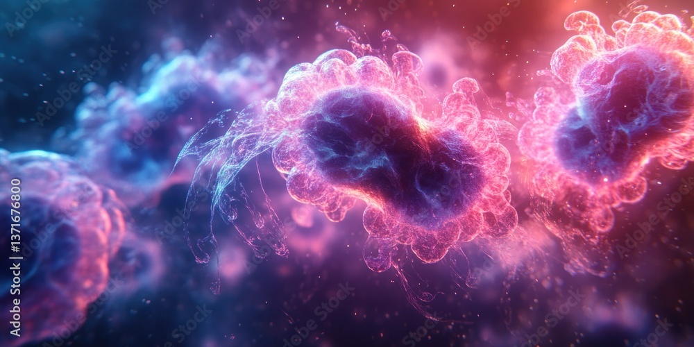 Photorealistic Illustration of Virus Particle with Dramatic Lighting and Bokeh Background Photorealistic Illustration of Virus Particle with Dramatic Lighting and Bokeh Background