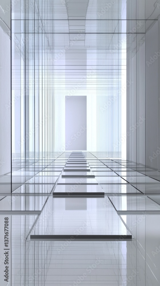 Obraz premium Abstract architectural hallway perspective, modern empty interior