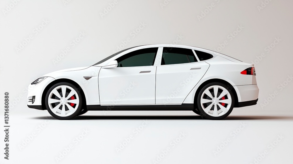 Sleek White Electric Car Modern Automobile Sustainable Transportation Sleek White Electric Car Modern Automobile Sustainable Transportation