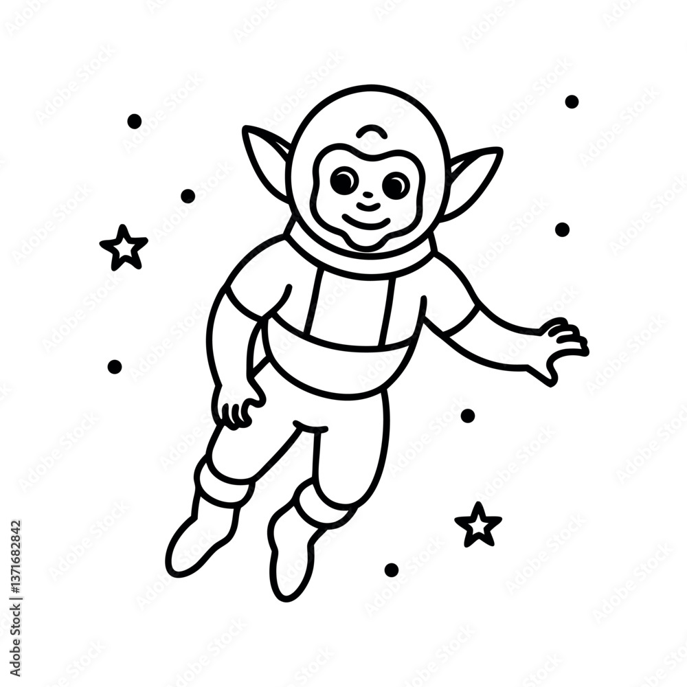 Cutegoblin-in-space-suit astronaut floating in space Cutegoblin-in-space-suit astronaut floating in space