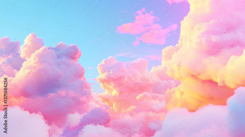 3D cloudscape dreamy romantic clouds in sky pink blue yellow wallpaper fashion party music relaxing background 3D cloudscape dreamy romantic clouds in sky pink blue yellow wallpaper fashion party music relaxing background