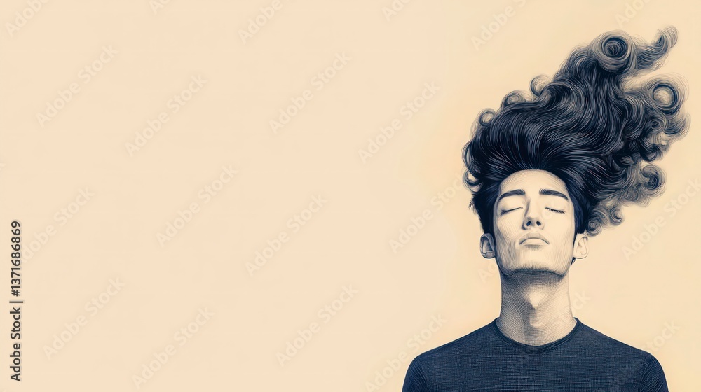 Stylish Man Artistic Hair Surreal Portrait Generative AI Art Stylish Man Artistic Hair Surreal Portrait Generative AI Art