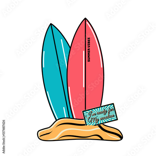 Photography Retro aesthetics of surfboards in the sand