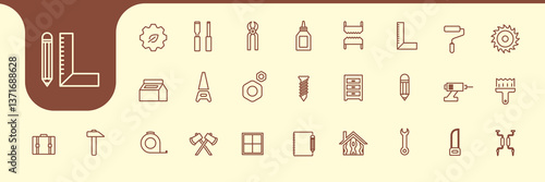 Carpenter Icons Vector Illustration – Carpenter Collection Designs