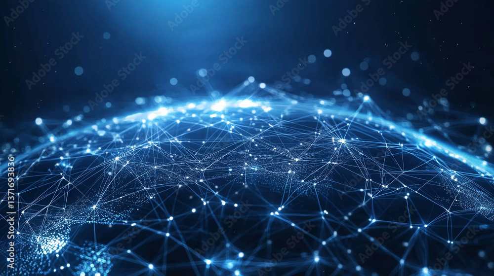 Abstract blue globe with interconnected lines and dots representing global network connection Abstract blue globe with interconnected lines and dots representing global network connection
