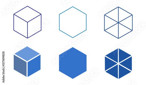 Vector box of square hexagon Stacked. Vector box of square hexagon Stacked together with a White background. Used in printing and web.impossible.cube.icon.logo design.Geometry.dice.Third power.chest