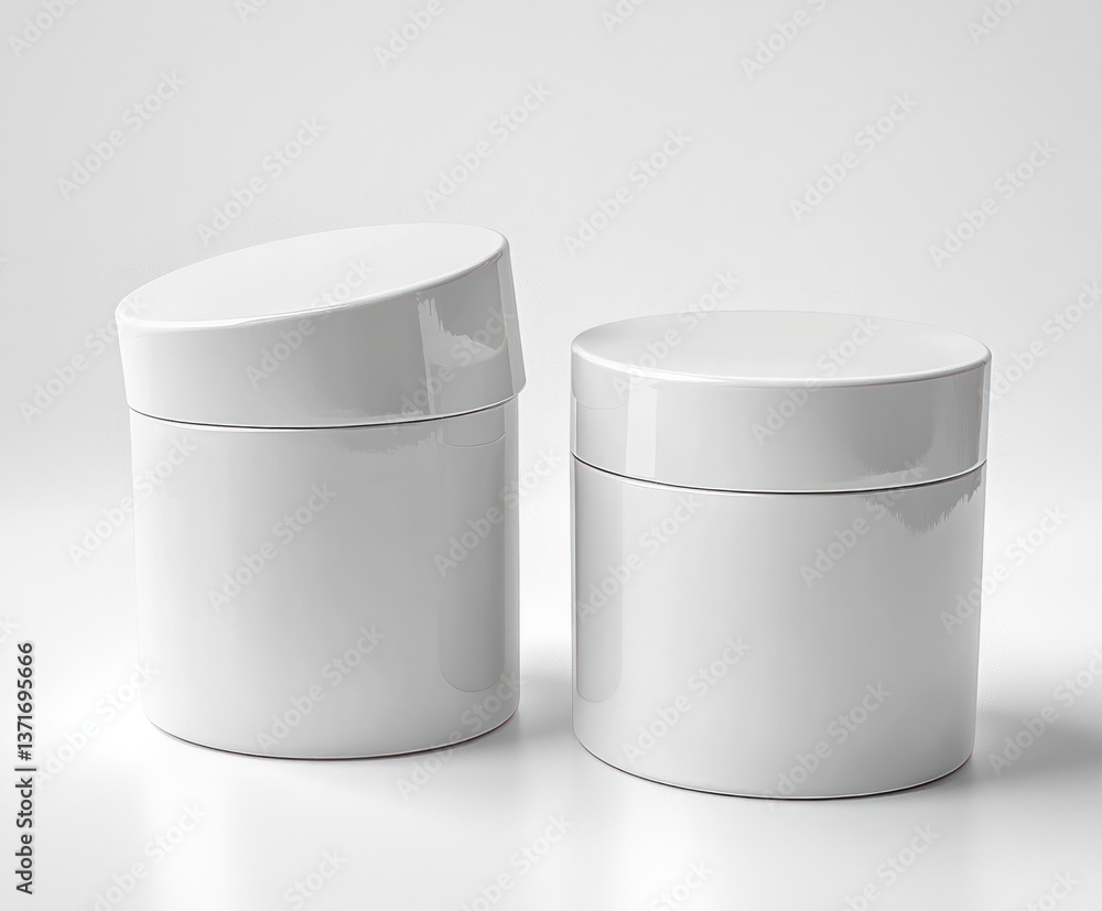 Sleek White Cosmetic Jar Mockup Realistic Packaging Template Modern Design Soft Lighting Studio Shot Sleek White Cosmetic Jar Mockup Realistic Packaging Template Modern Design Soft Lighting Studio Shot