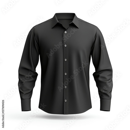 Black Formal Shirt Mockup Isolated On White