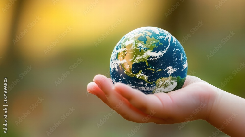 Hand Holding Small Globe Representing Earth and Global Unity Hand Holding Small Globe Representing Earth and Global Unity