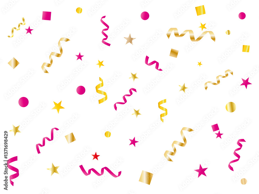 Obraz premium リボン■キラキラな飾りセット（ゴールド＆ピンク）