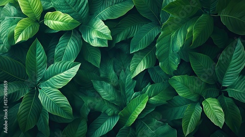 Wallpaper Mural Vibrant green leaves create a dense, textured backdrop, a lush natural scene ideal for nature themes, enhancing any project's beauty. Torontodigital.ca