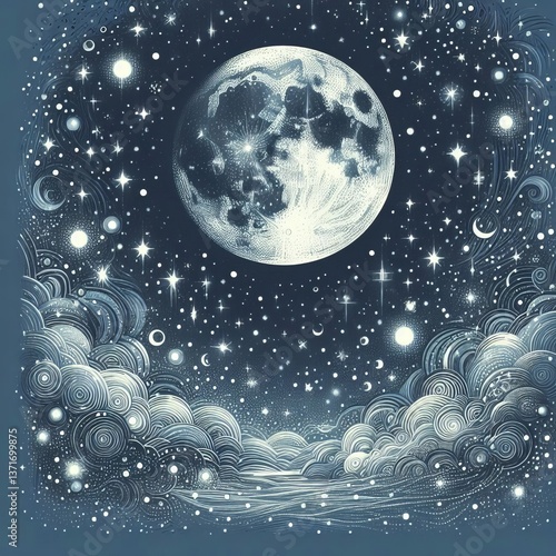 Wallpaper Mural An illustration of a night sky filled with twinkling stars and a Torontodigital.ca