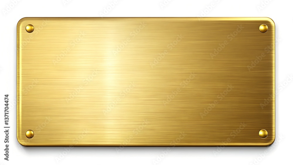Rectangular gold metal plate with a smooth, polished surface and rounded edges, Showcasing reflective finish, Ideal for design and branding purposes . isolated on white background. Rectangular gold metal plate with a smooth, polished surface and rounded edges, Showcasing reflective finish, Ideal for design and branding purposes . isolated on white background.