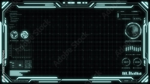 Digital HUD futuristic background motion graphic element cyber generated. Future technology interface data sci-fi display screen. Artificial intelligent analytic simulation, loop able video background