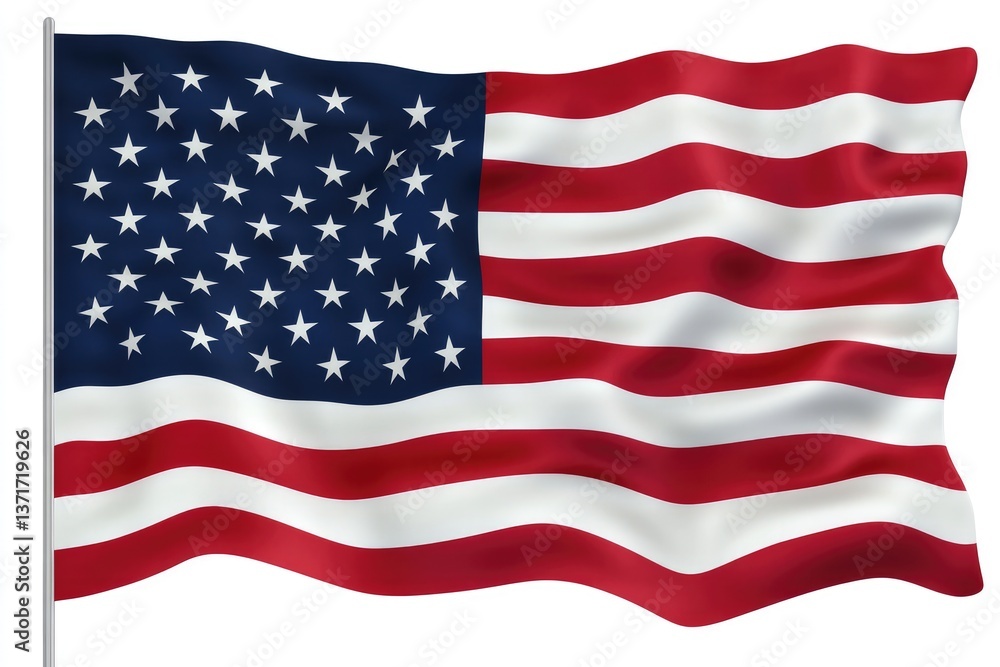Fototapeta premium American Flag Waving Digitally Rendered