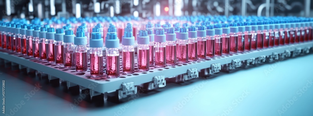 Blood Sample Vials in High-Tech Laboratory Rack for Coronavirus Testing and Medical Research Blood Sample Vials in High-Tech Laboratory Rack for Coronavirus Testing and Medical Research