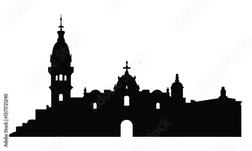 Cartagena City Skyline Silhouette, Vector, Icon, Logo, White Background.