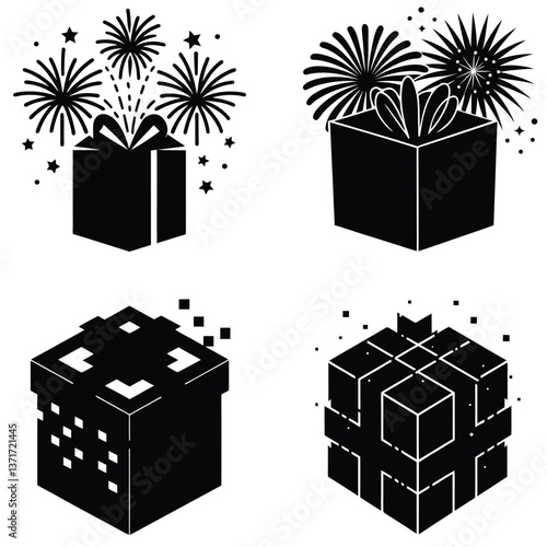 set of gift boxes, set of vector gift boxes