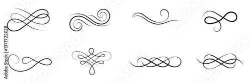 Calligraphy ornate frame elements. Vintage and filigree decoration. Ornate frames, scroll swirls element. divider vintage invitation. filigree scroll element .EPS 10 . 