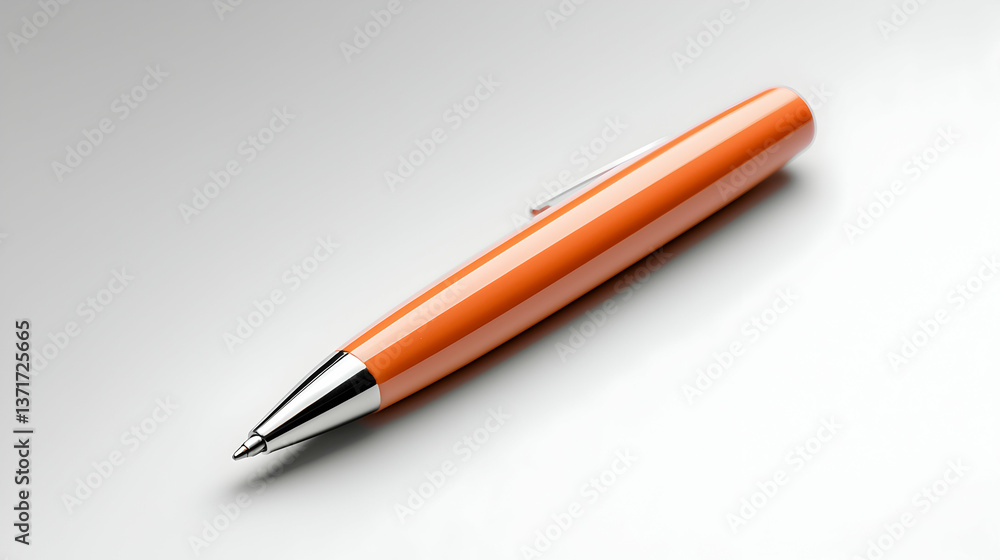 Orange Ballpoint Pen on White Background Orange Ballpoint Pen on White Background