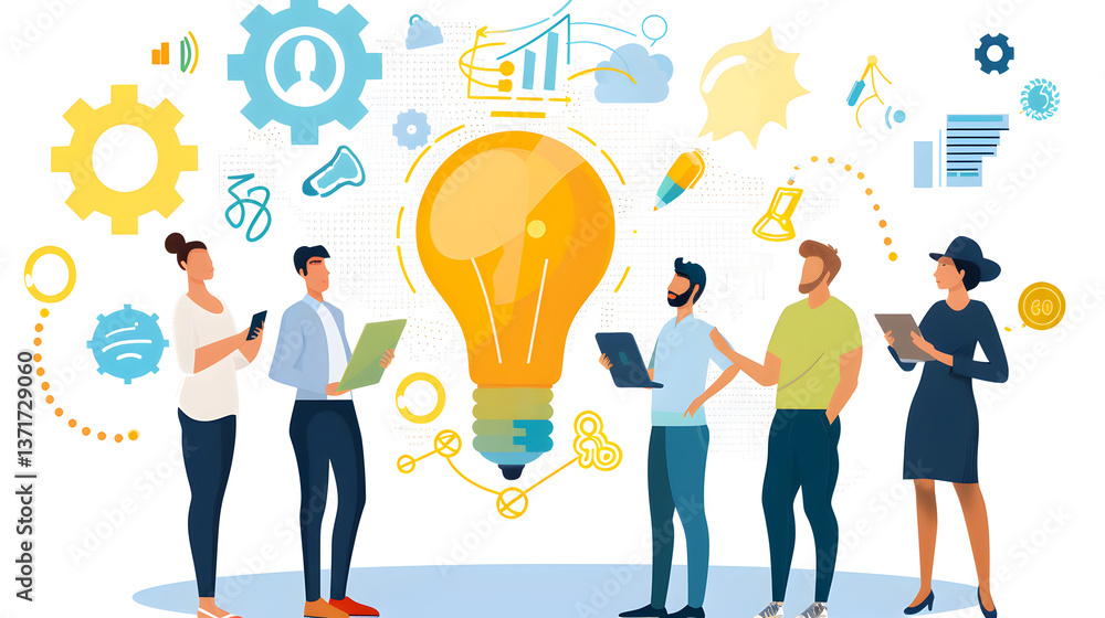 A young entrepreneur holding a tablet and discussing innovative ideas with colleagues in a brainstorming session
A young entrepreneur holding a tablet and discussing innovative ideas with colleagues in a brainstorming session