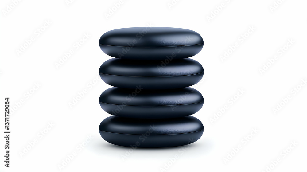Stack of Four Smooth Black Stones on White Background Stack of Four Smooth Black Stones on White Background
