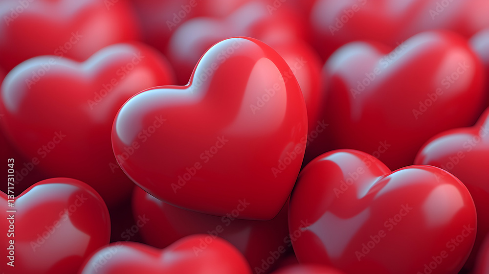 Close Up Red Shiny Hearts Background Close Up Red Shiny Hearts Background